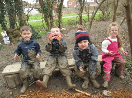 Forest School Children on Bench
